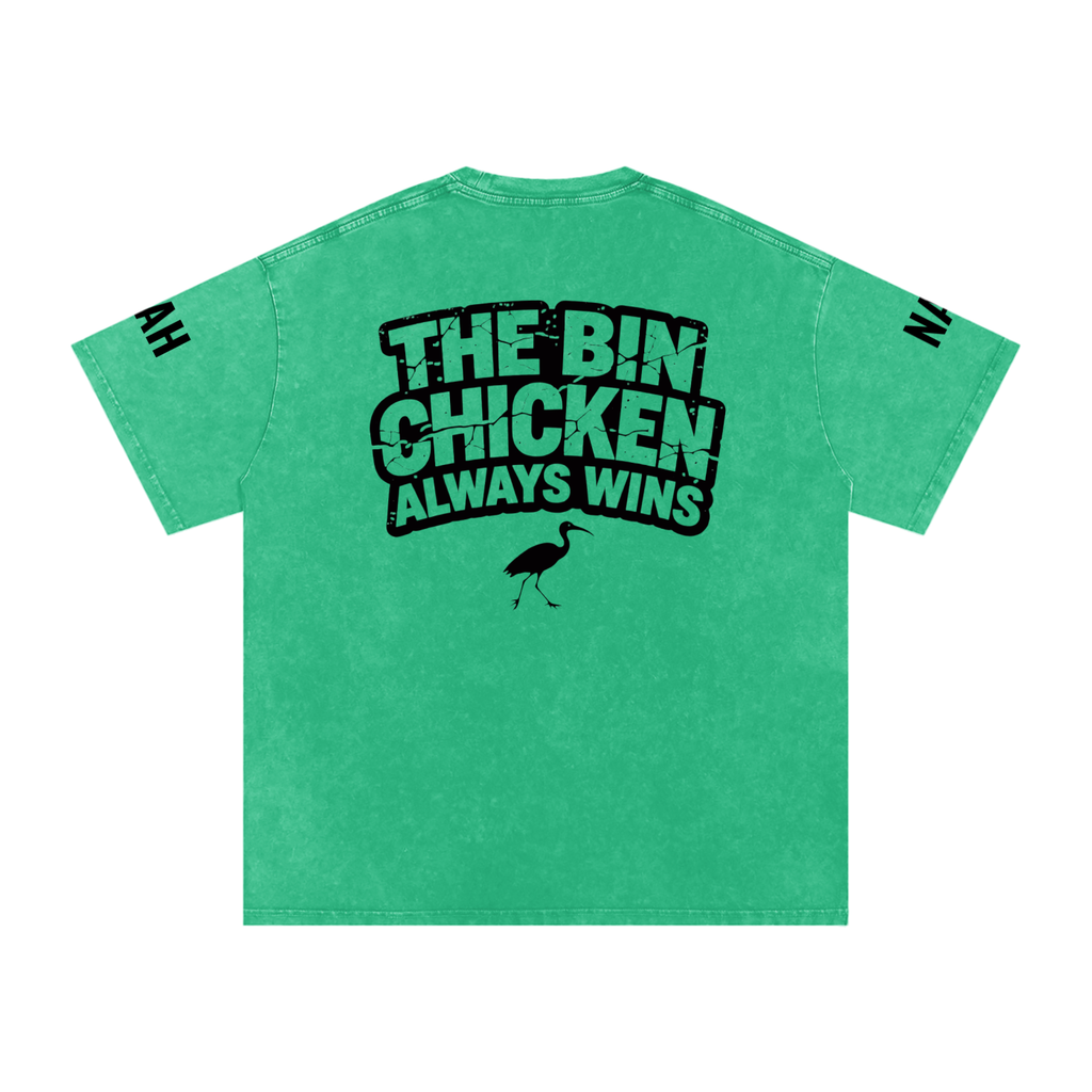 Not The Standard Snow Washed Oversized Cotton T-Shirt Bin Chicken Tee