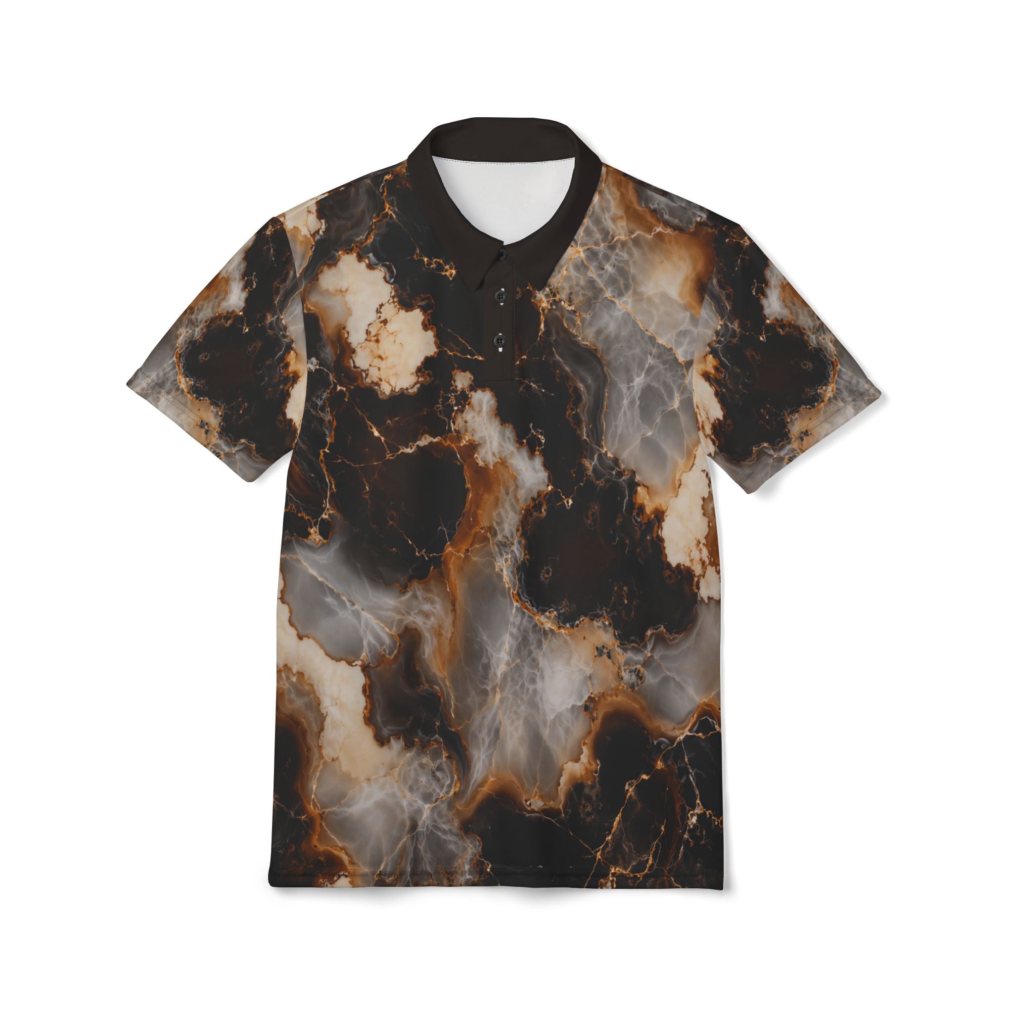 Smoky Opal Pattern Polo Shirt Black Brown