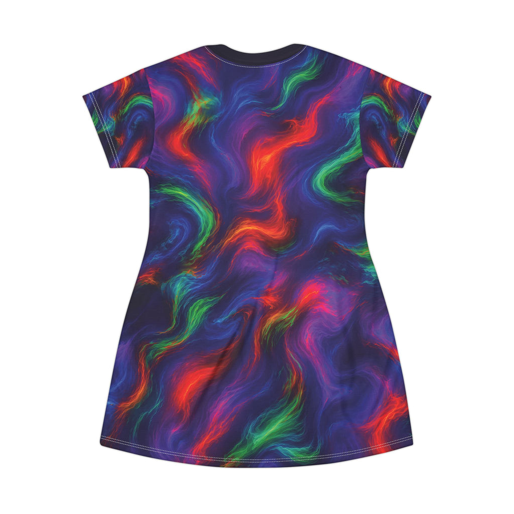 Opalface Swirl Pattern T-Shirt Dress Colorful Waves