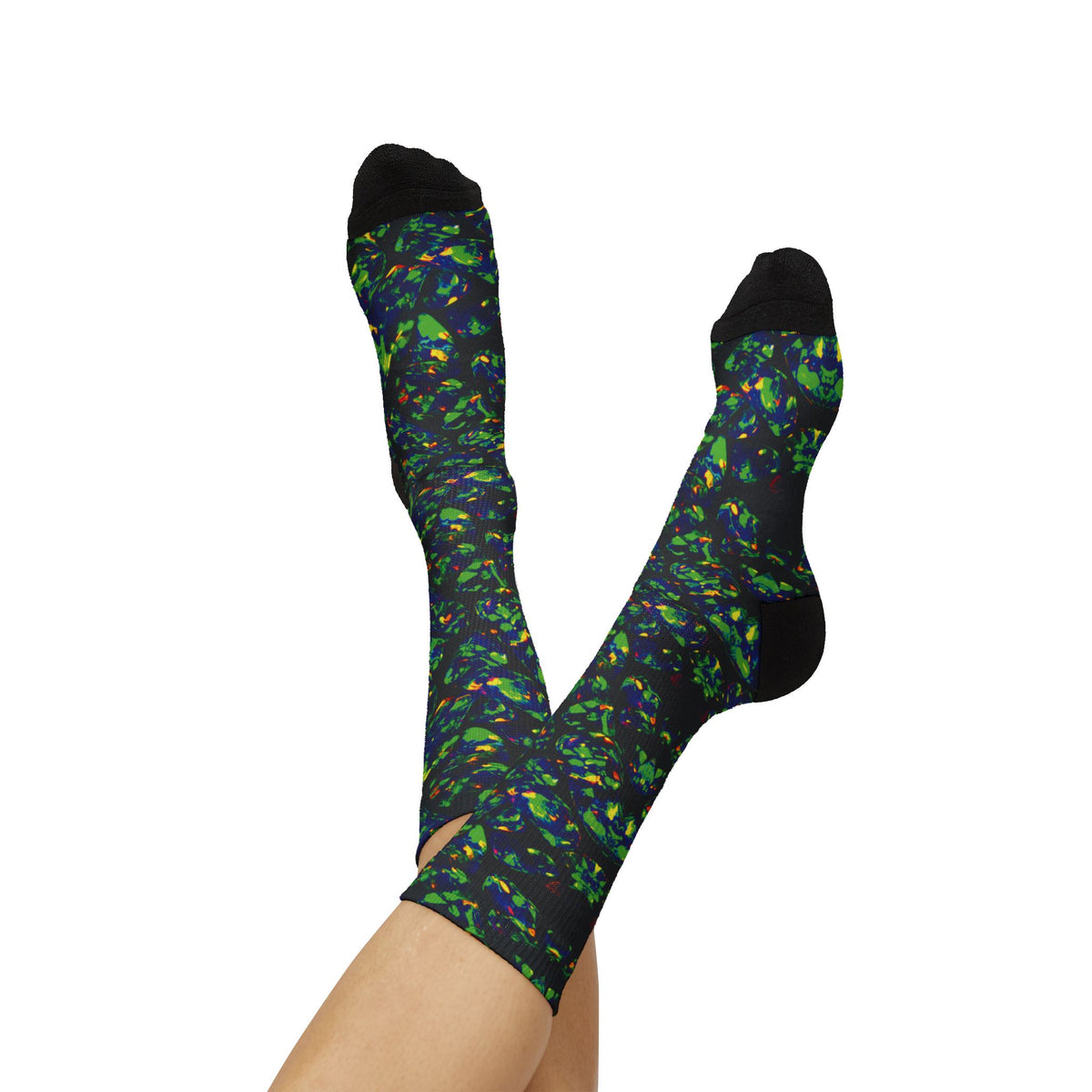 Socks, The Coolest Opal Green & Blue Patterned Crew Socks