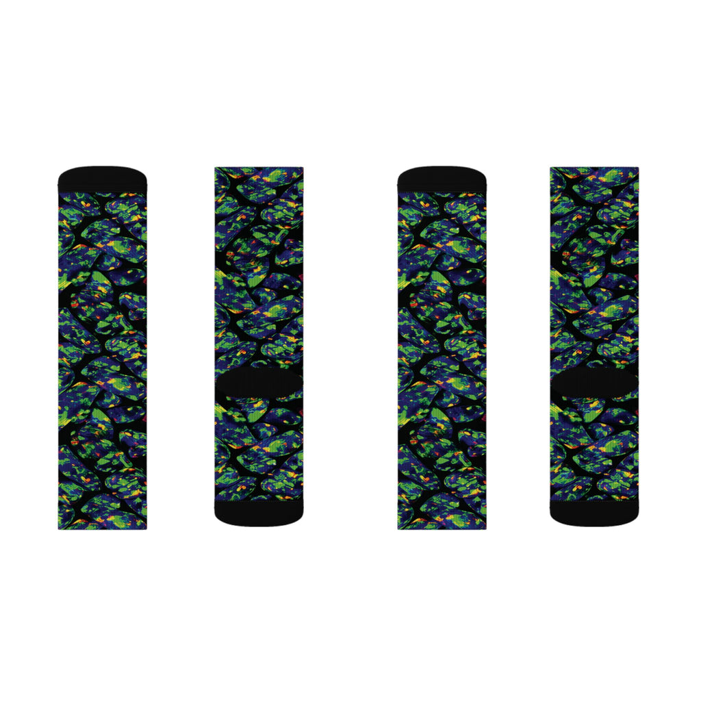 Socks, The Coolest Opal Green & Blue Patterned Crew Socks