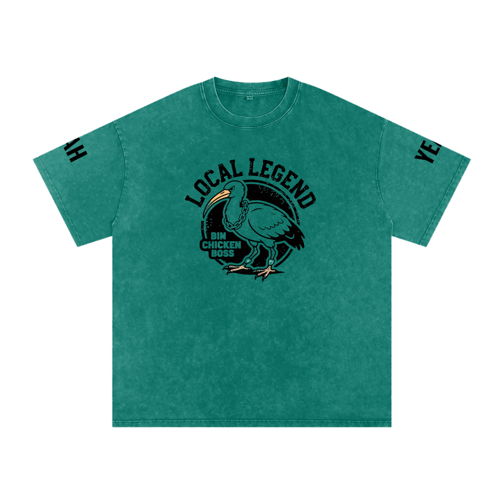 Not The Standard Snow Washed Oversized Cotton T-Shirt Bin Chicken Tee