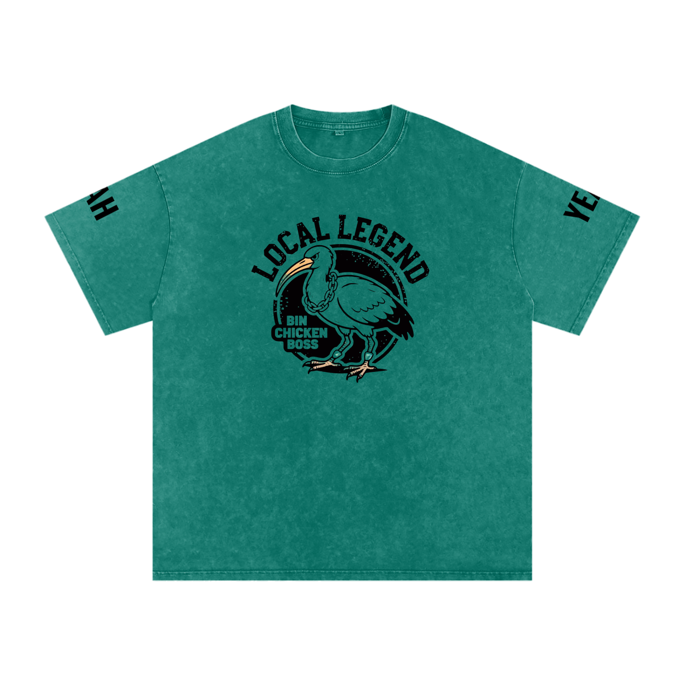 Not The Standard Snow Washed Oversized Cotton T-Shirt Bin Chicken Tee