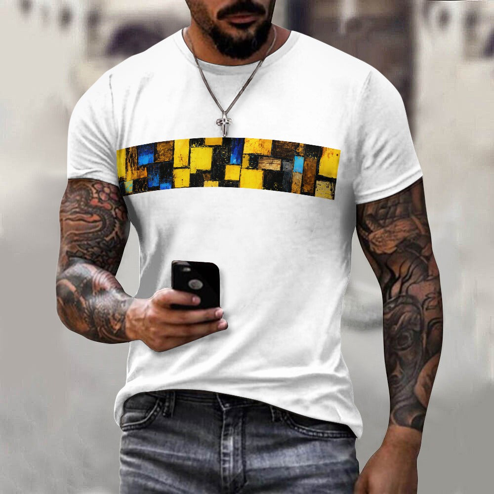 Men's Cotton T-shirt, Not Your Basic Opal Mosaic Grid Tee