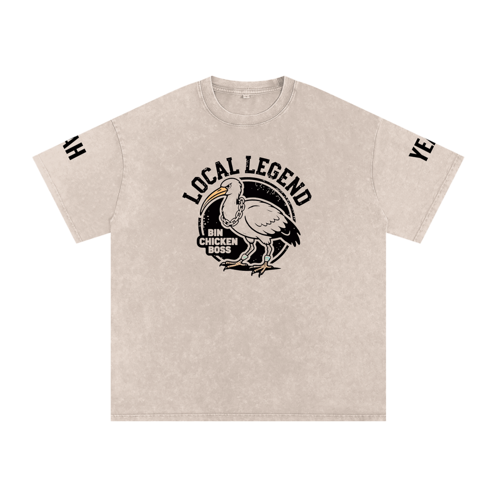 Not The Standard Snow Washed Oversized Cotton T-Shirt Bin Chicken Tee