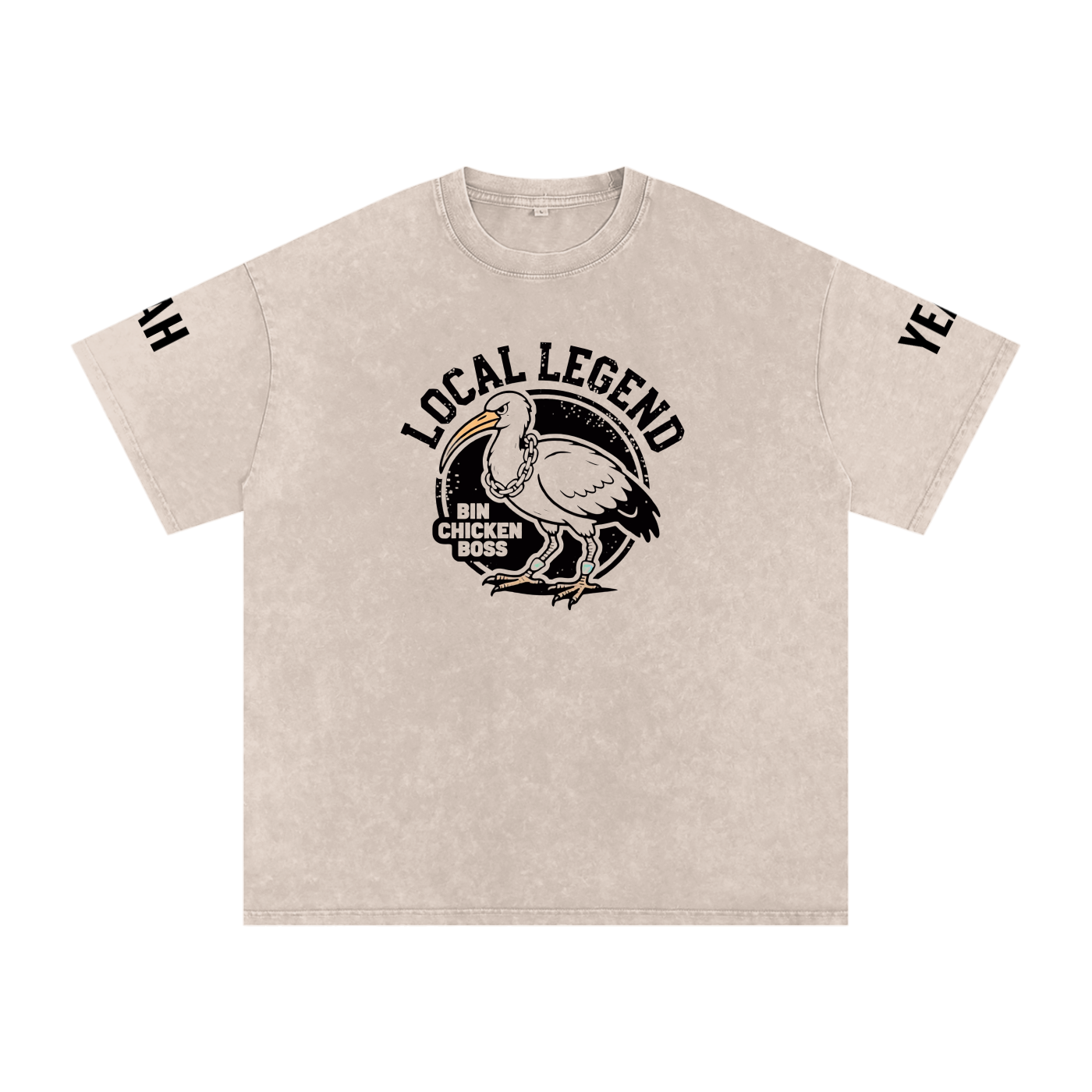 Not The Standard Snow Washed Oversized Cotton T-Shirt Bin Chicken Tee