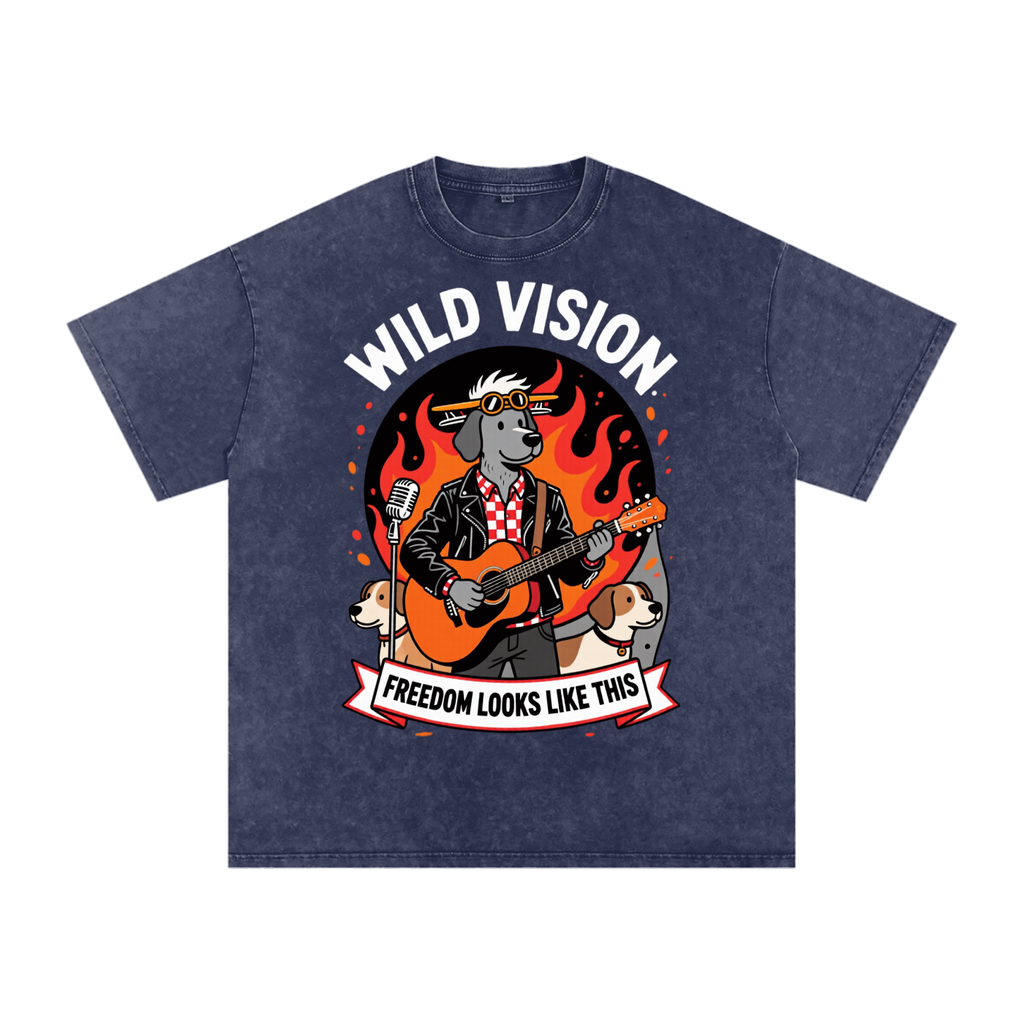 Not Made For Small Energy Snow Washed Oversized Cotton T-Shirt Wild Vision