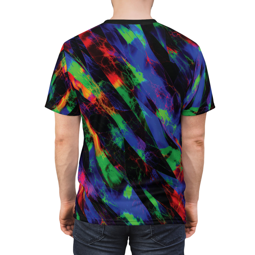 Voltage Rift Tee Neon Splash Cut & Sew T-Shirt