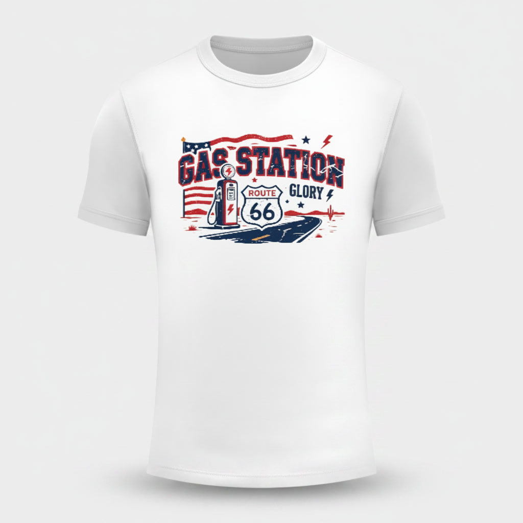 Not Basic Inventory Gas Station Glory Route 66 Stretch Tee Unisex Heavyweight Slim Fit T-Shirt