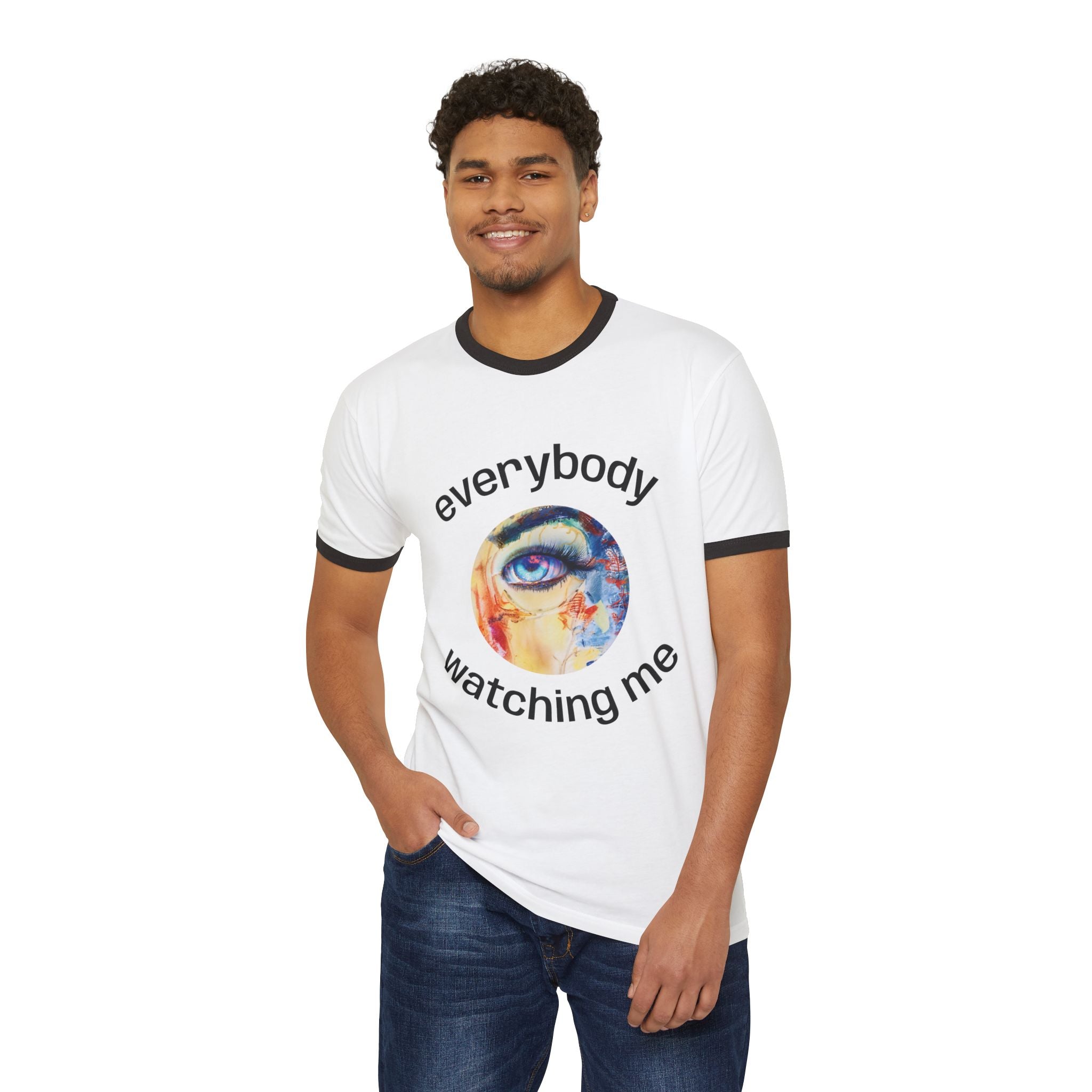 Not From The Same Rack Everybody Watching Me Ringer Tee Eye Graphic T-Shirt