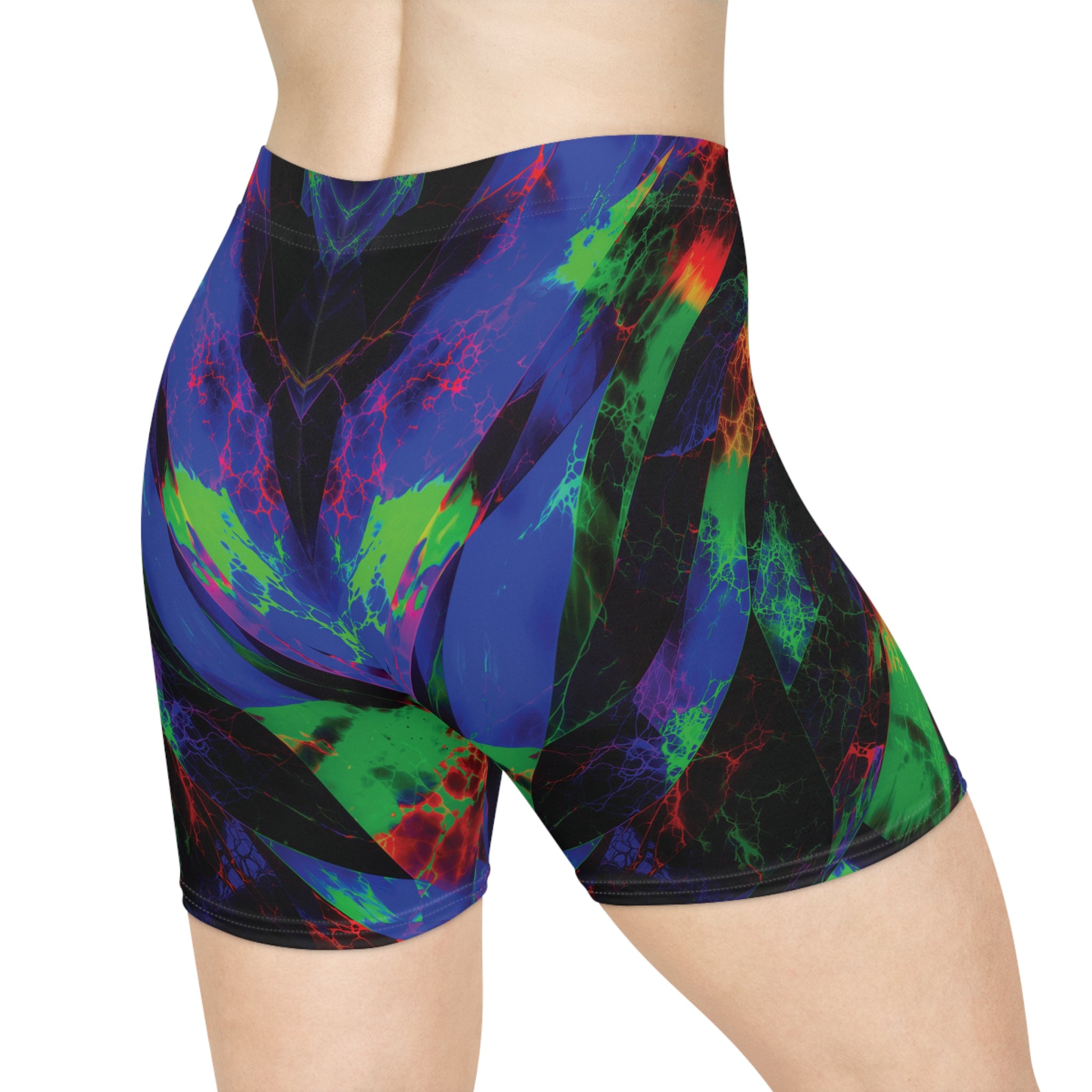 Neon Surge Opal Biker Shorts