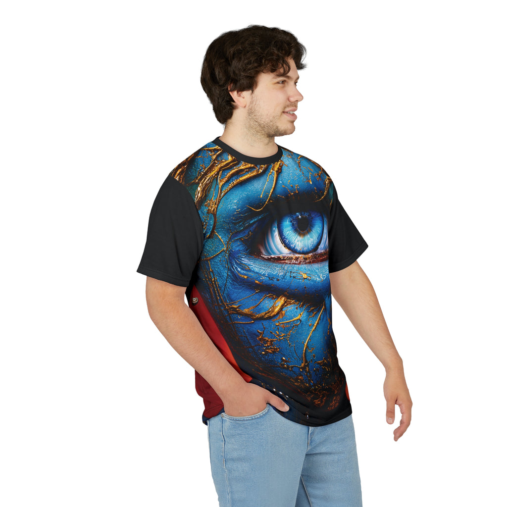 Cut & Sew Opal Blue Eye Art Tee All-Over Print T-Shirt