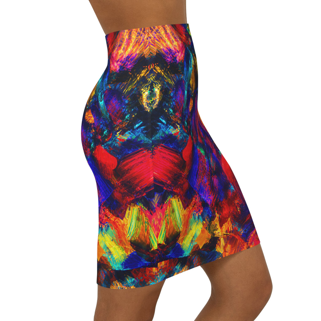 Pencil Skirt Opal Colorful Brushstroke Print