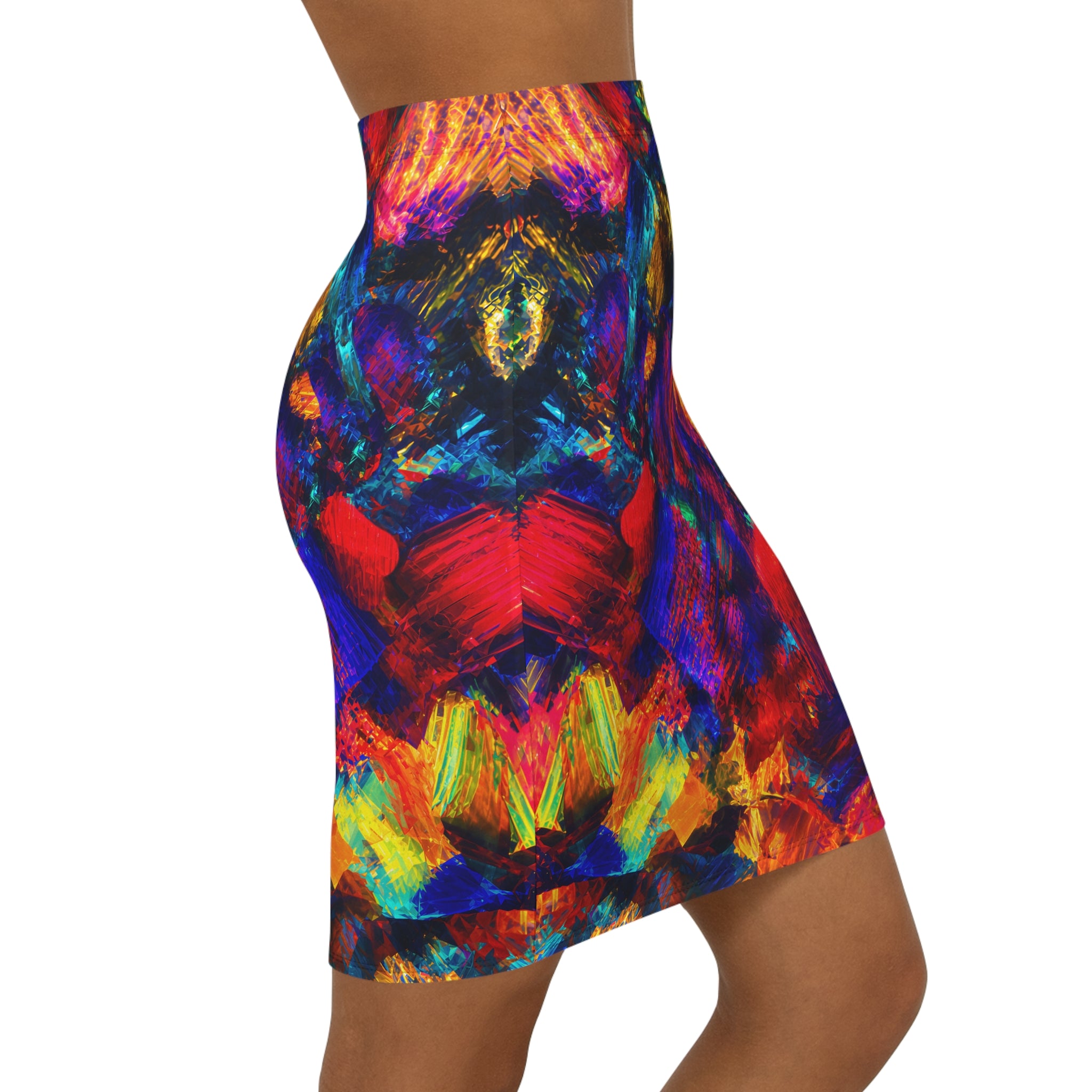 Pencil Skirt Opal Colorful Brushstroke Print