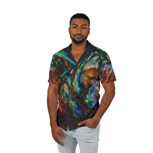 Hawaiian Camp Shirt, Not Asking Permission Galactic Marble Opal