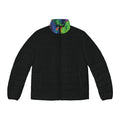 Black Puffer Jacket with Midnight Pulse Opal Collar