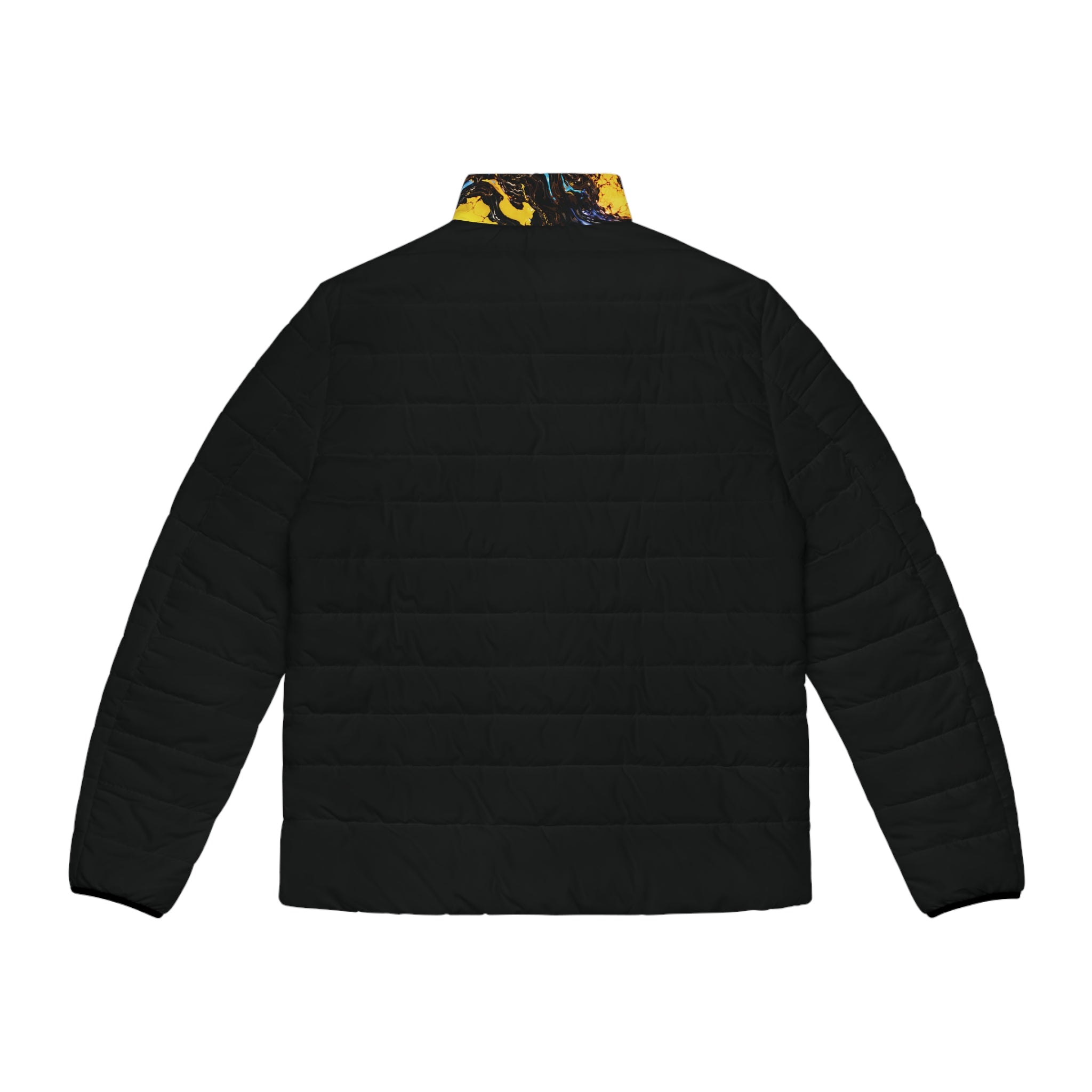 Black Puffer Jacket with Midnight Ember Collar
