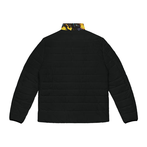 Black Puffer Jacket with Midnight Ember Collar