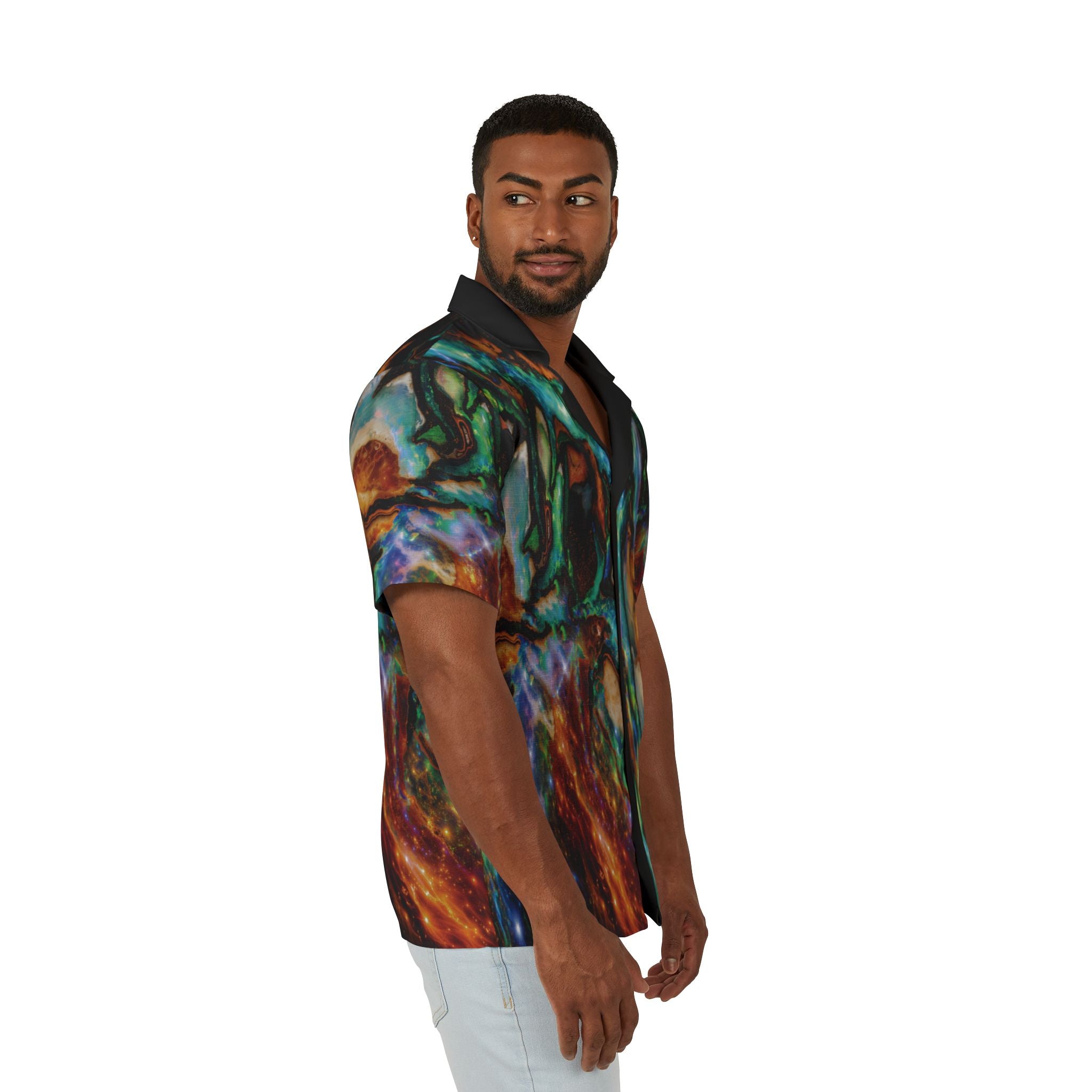 Galactic Opal Hawaiian Button Shirt Casual Wear