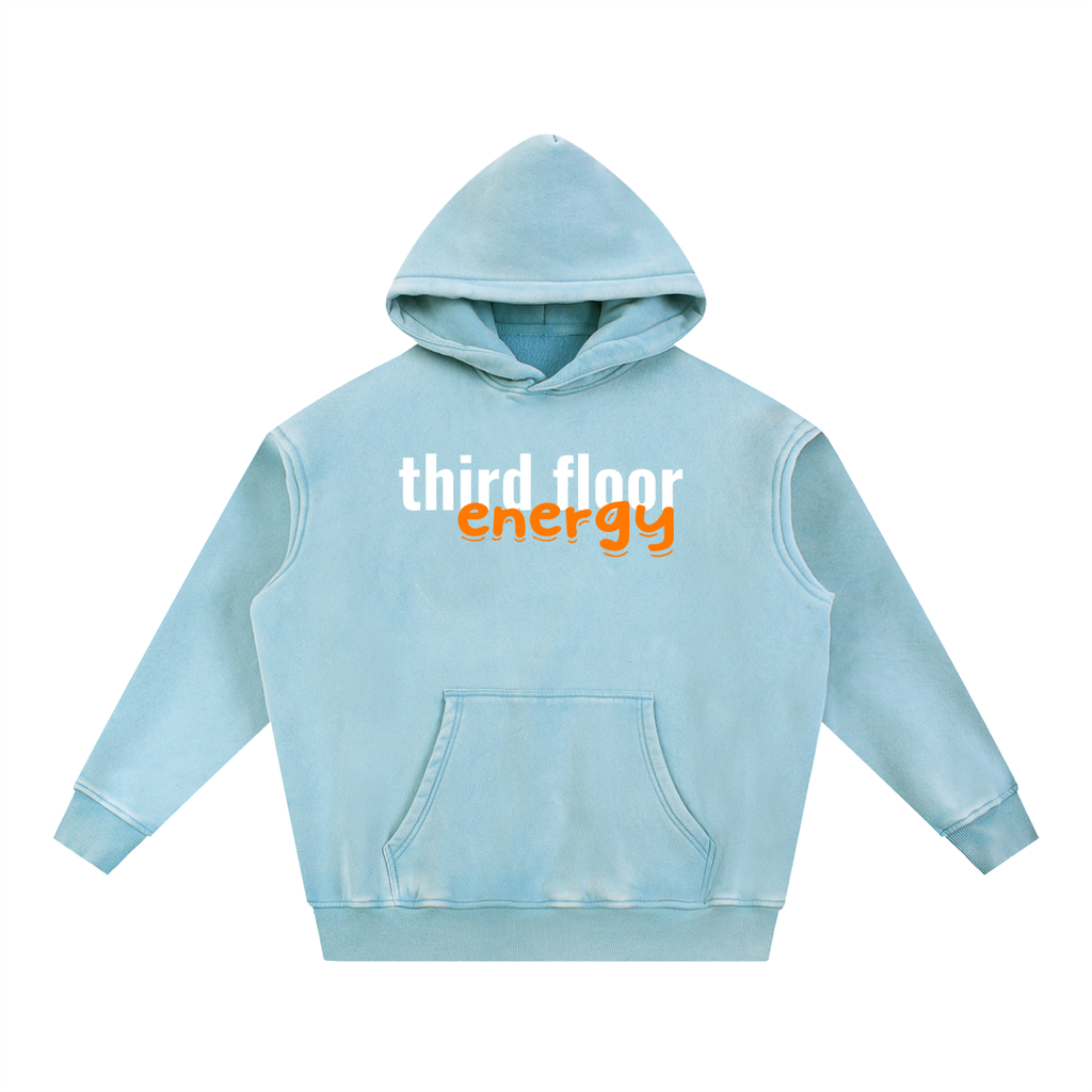 Not Calm Third Floor Energy Snow Wash Oversized Hoodie