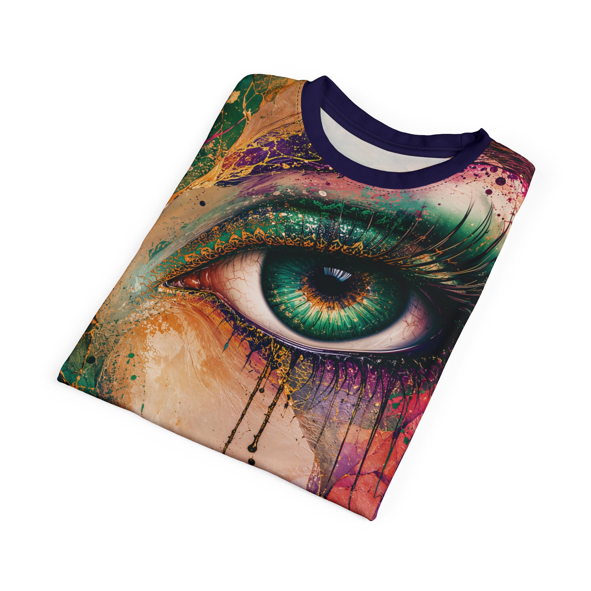 Cut & Sew Opal Teal Eye Artwork T-Shirt All-Over Print