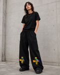 Not Following The Format Unisex Sunfade Washed Fleece Cargo Pants Opal Cross