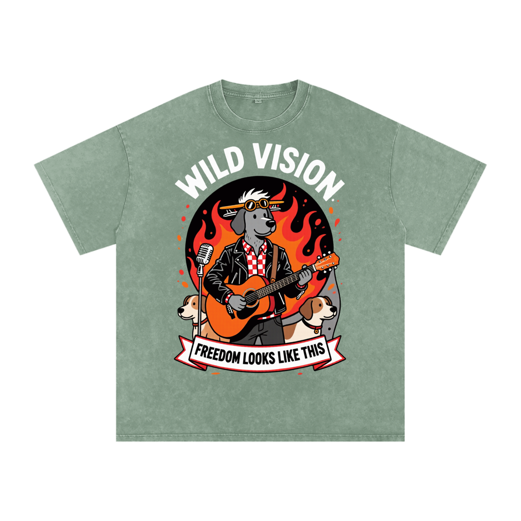 Not Made For Small Energy Snow Washed Oversized Cotton T-Shirt Wild Vision
