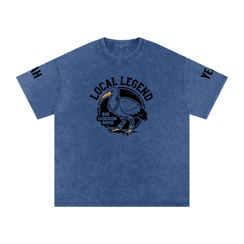 Not The Standard Snow Washed Oversized Cotton T-Shirt Bin Chicken Tee