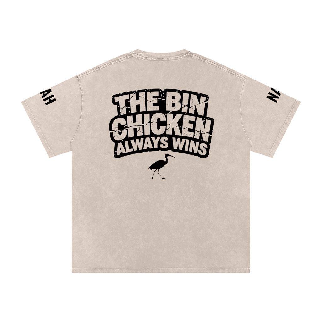 Not The Standard Snow Washed Oversized Cotton T-Shirt Bin Chicken Tee