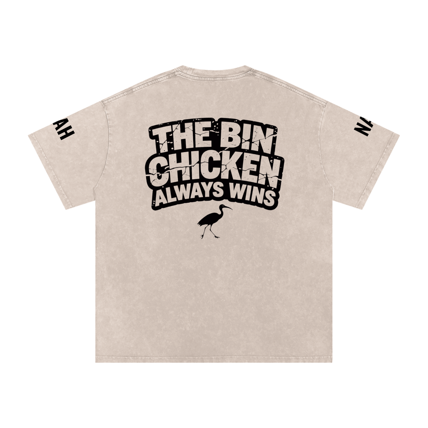 Not The Standard Snow Washed Oversized Cotton T-Shirt Bin Chicken Tee