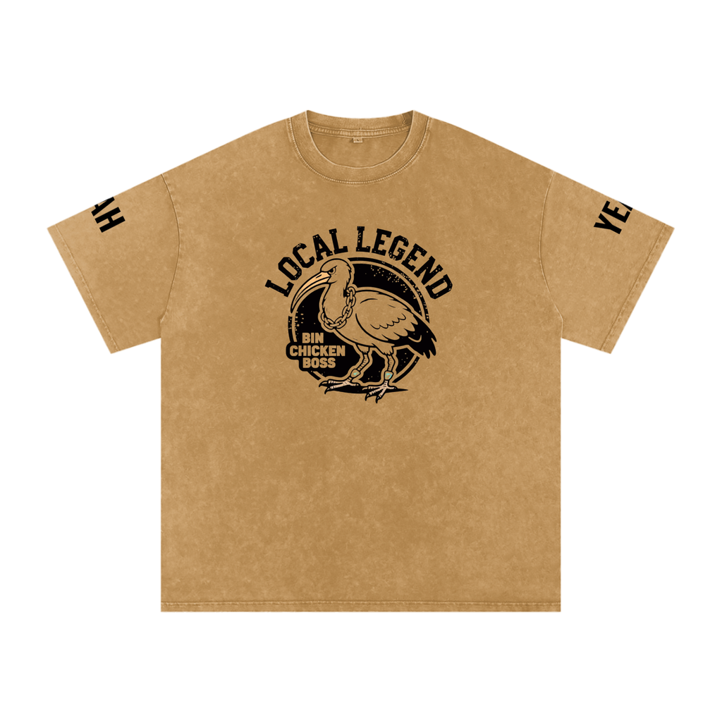 Not The Standard Snow Washed Oversized Cotton T-Shirt Bin Chicken Tee