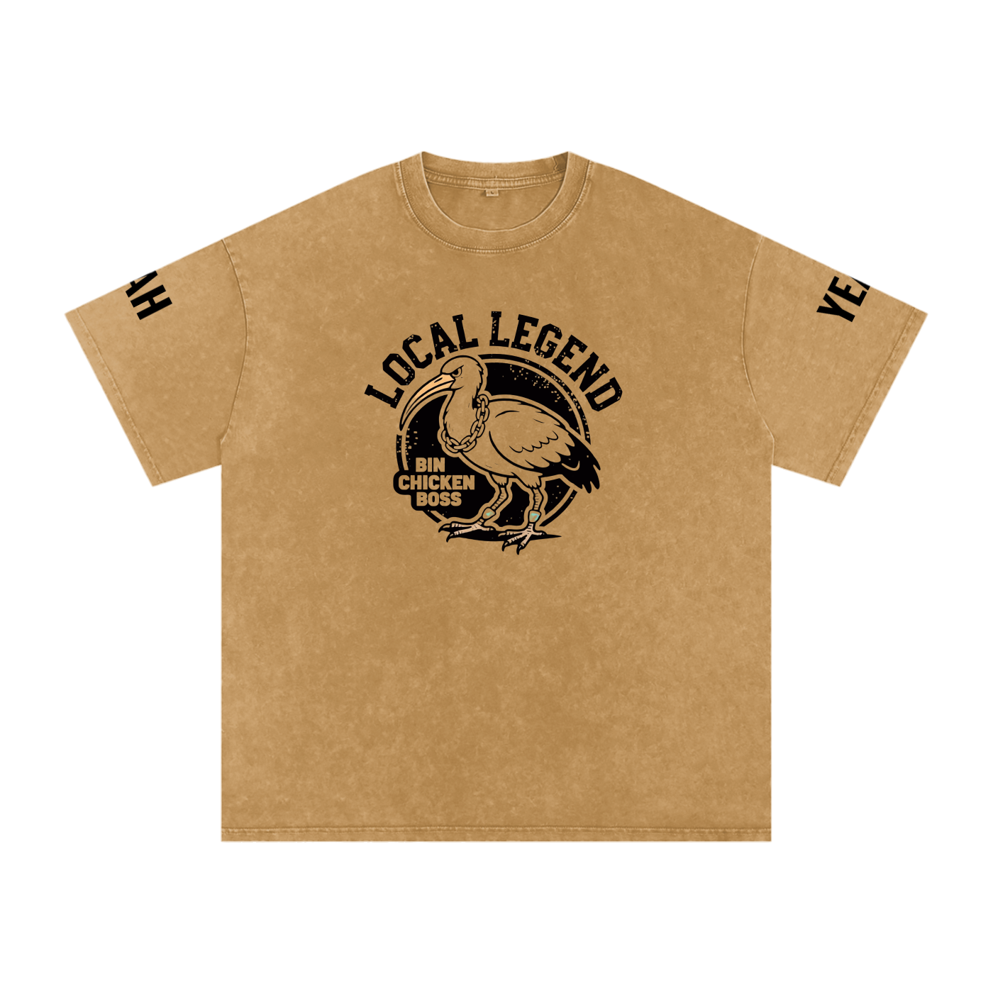 Not The Standard Snow Washed Oversized Cotton T-Shirt Bin Chicken Tee
