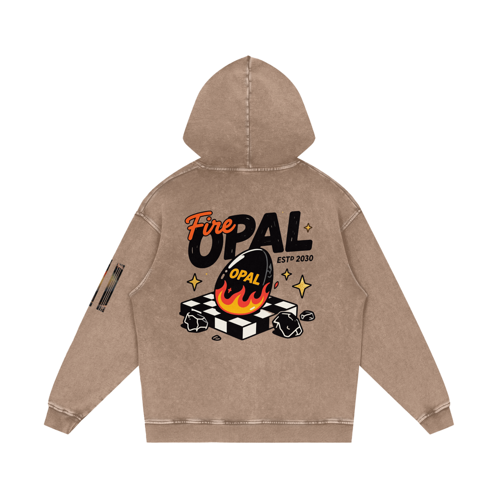 Not Just Another Fire Opal Snow Washed Loose Cotton Hoodie