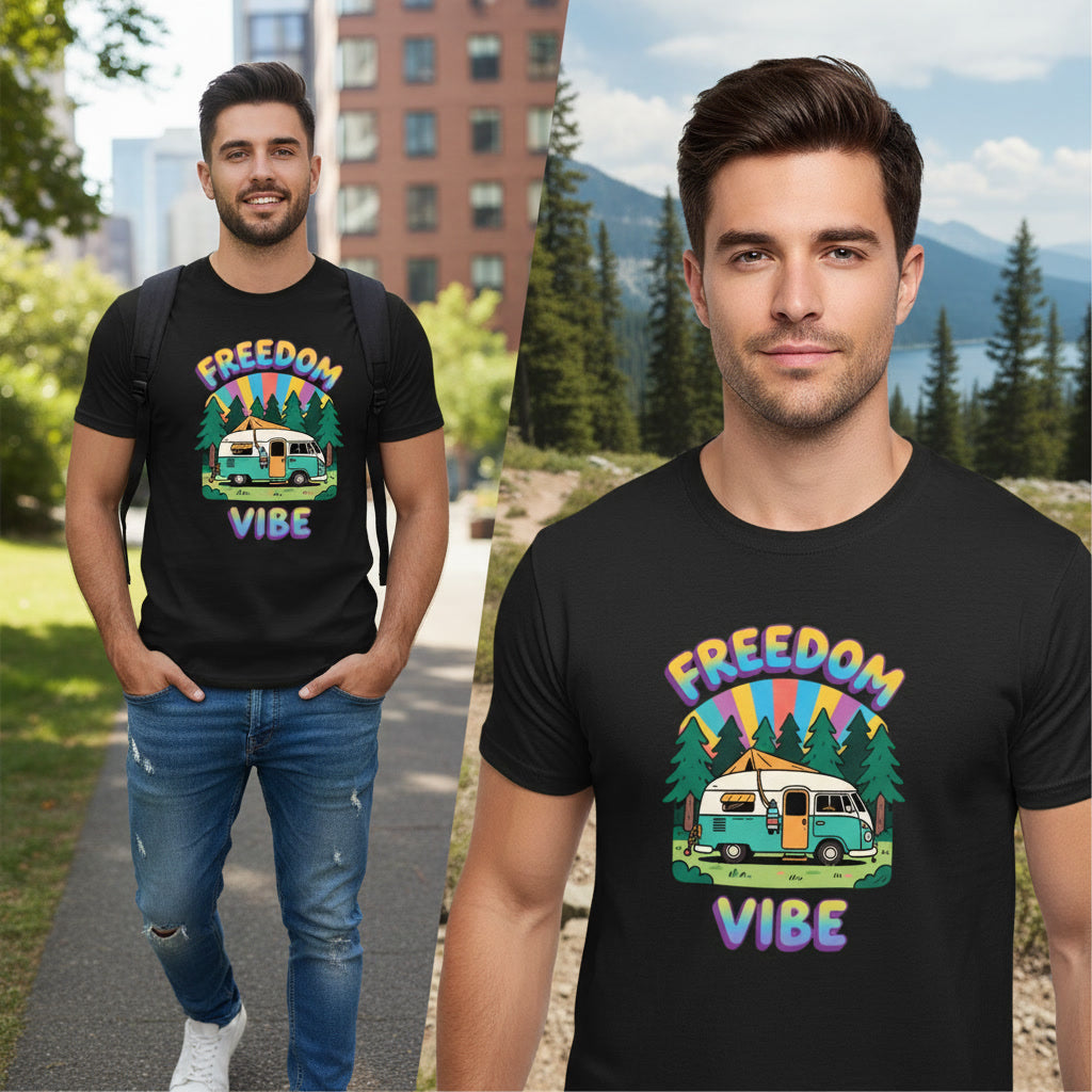 Not Rack Regular Unisex Heavyweight Slim Fit T-Shirt Freedom Vibe Campervan Tee