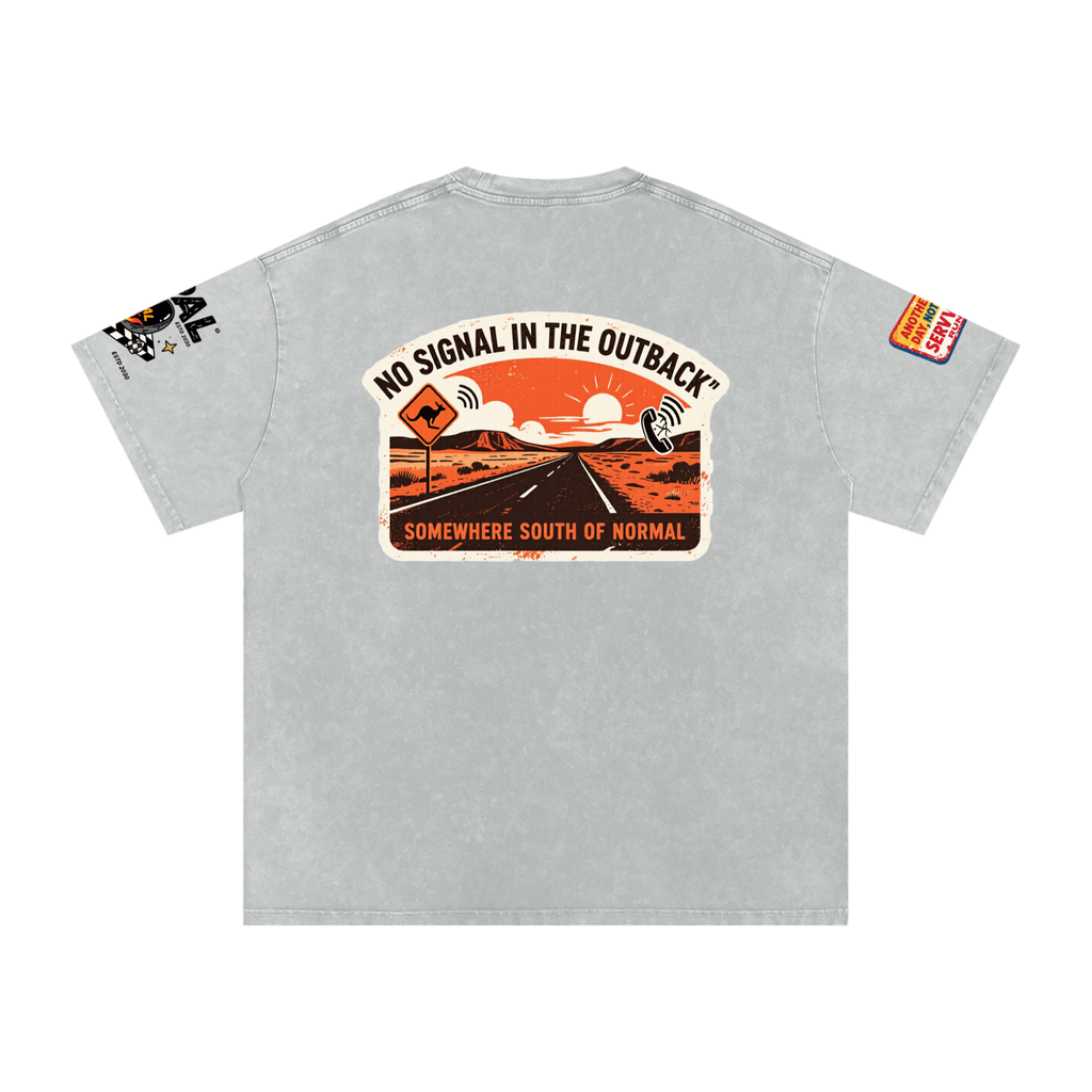 Not Expected Snow Washed Oversized Cotton T-Shirt Lost Signal Lucky Country Snow Wash Tee