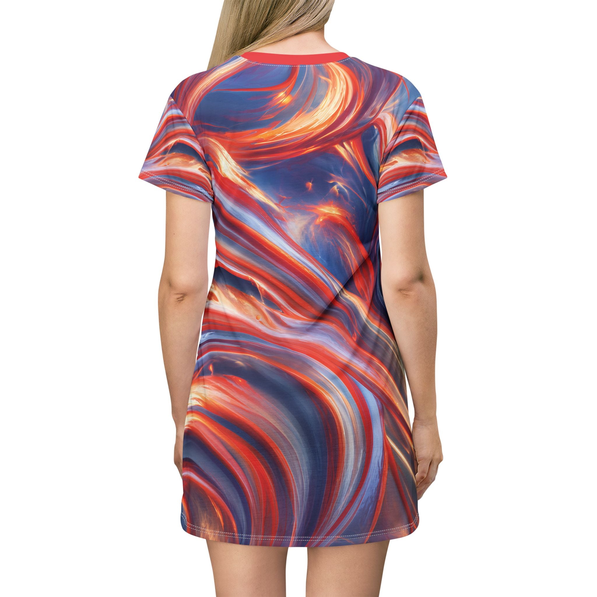 Opal Red Blue Swirl T-Shirt Dress