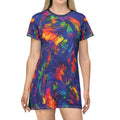 Blue Opal Brushstroke T-Shirt Dress All-Over Print