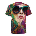 Colorburst Sunglasses Neon Muse Portrait Tee Graphic T‑Shirt