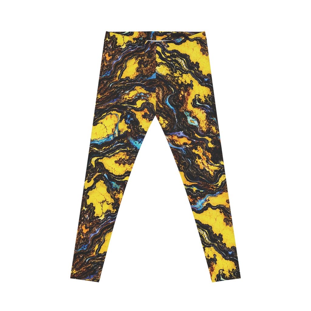 Yellow Black Opal Pattern Leggings