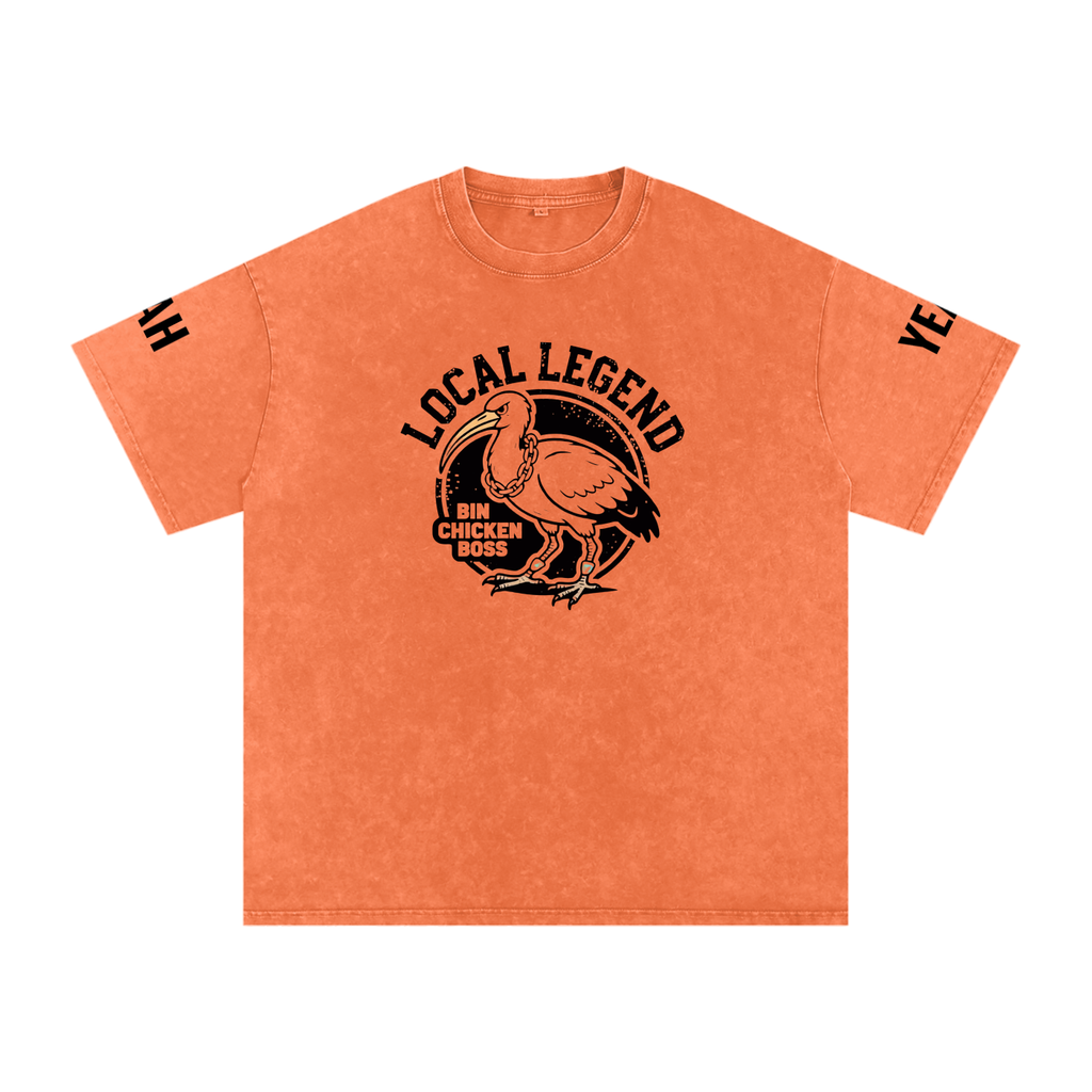 Not The Standard Snow Washed Oversized Cotton T-Shirt Bin Chicken Tee
