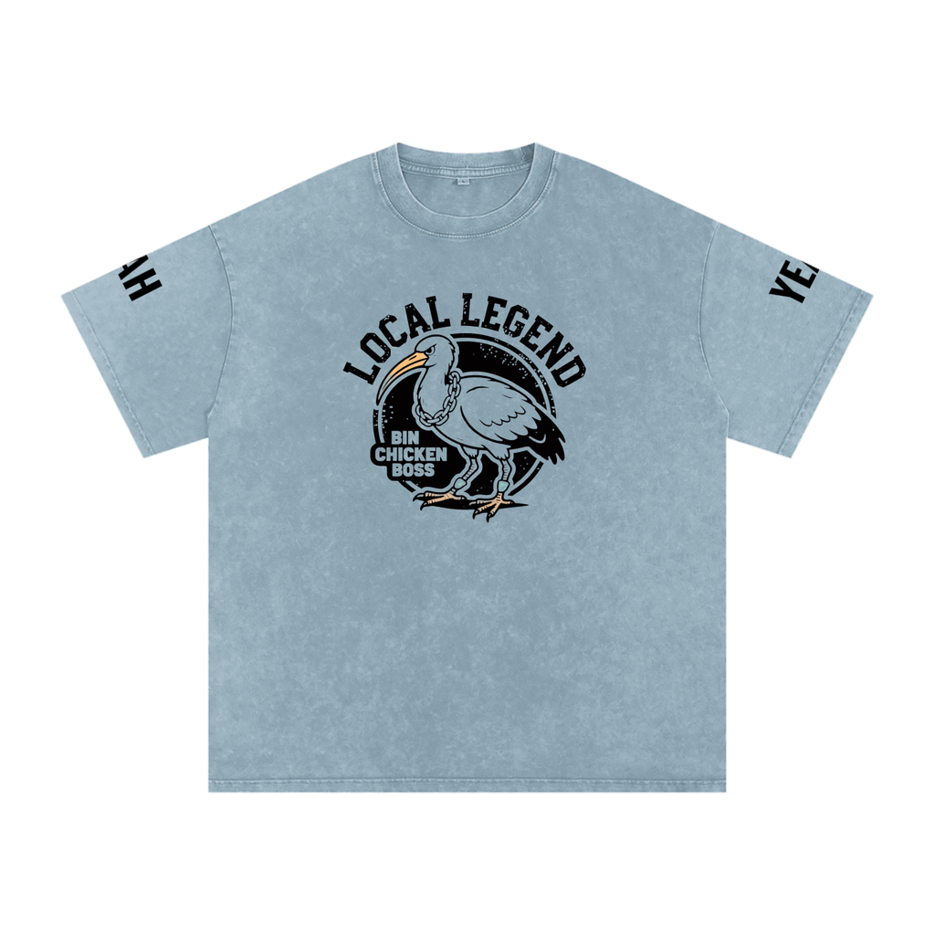 Not The Standard Snow Washed Oversized Cotton T-Shirt Bin Chicken Tee