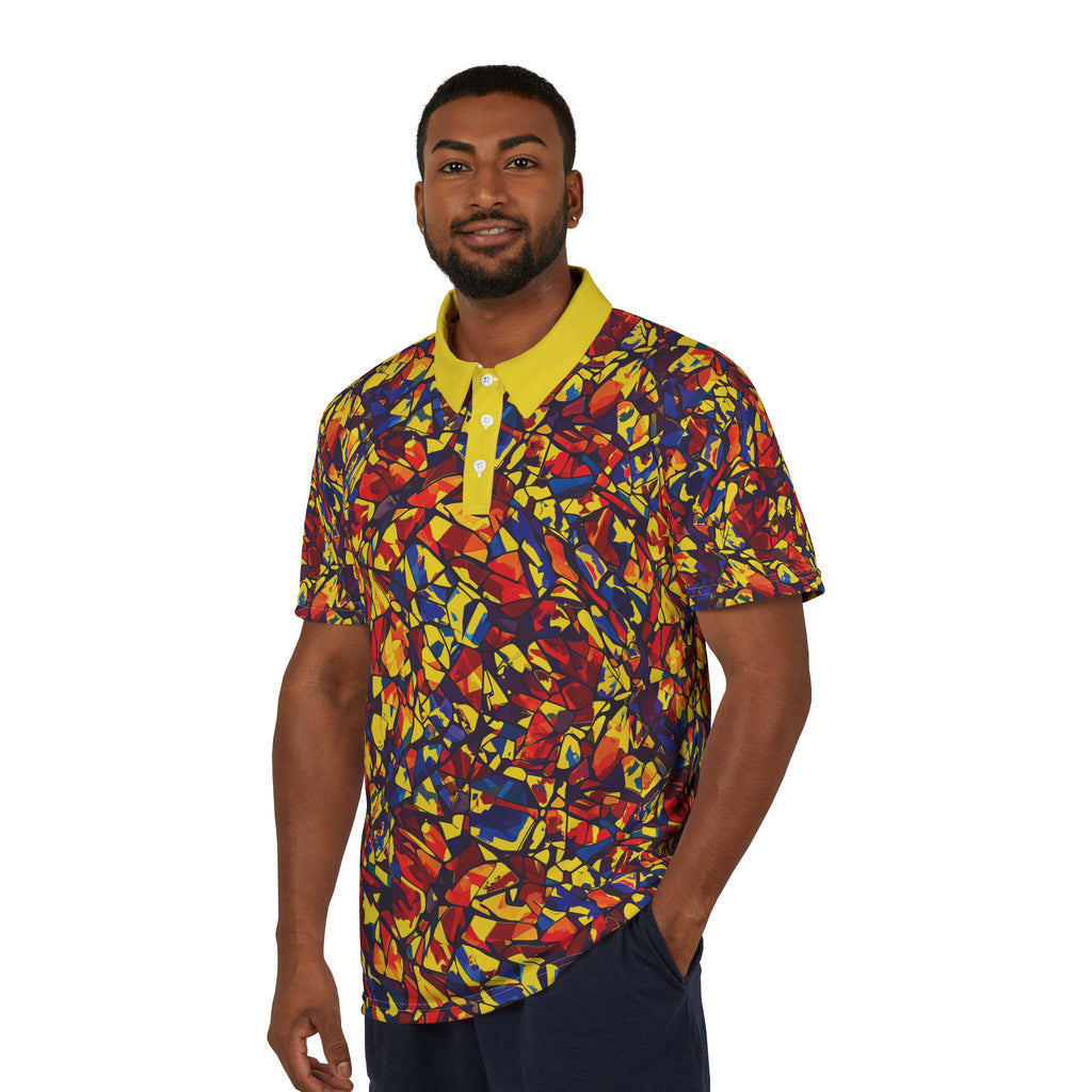 Opal Mosaic Polo Shirt Bold Red, Yellow & Blue