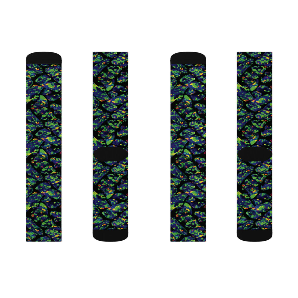 Socks, The Coolest Opal Green & Blue Patterned Crew Socks