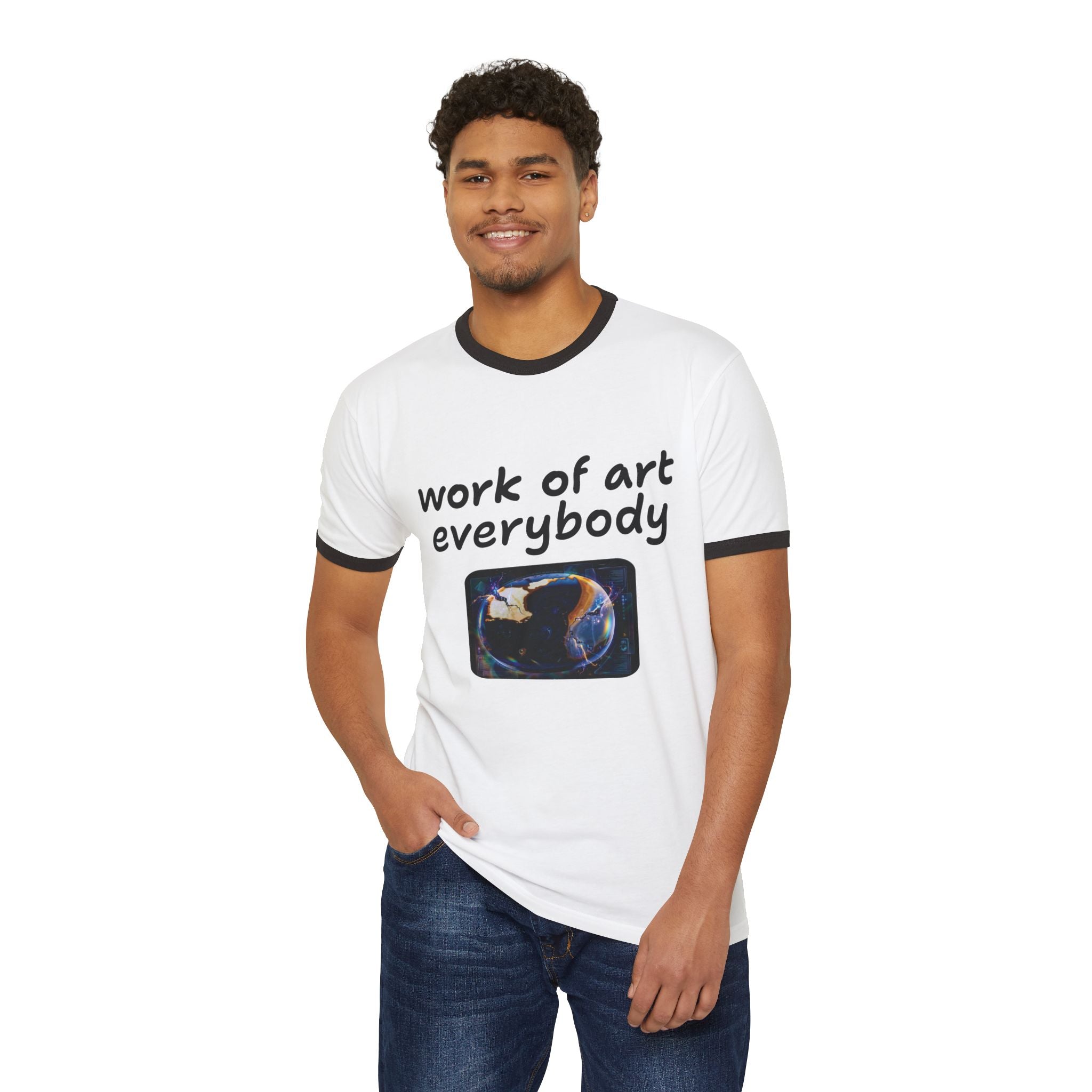 Not The Plain Option Work of Art Everybody Ringer Tee — doop de doop Graphic T‑Shirt