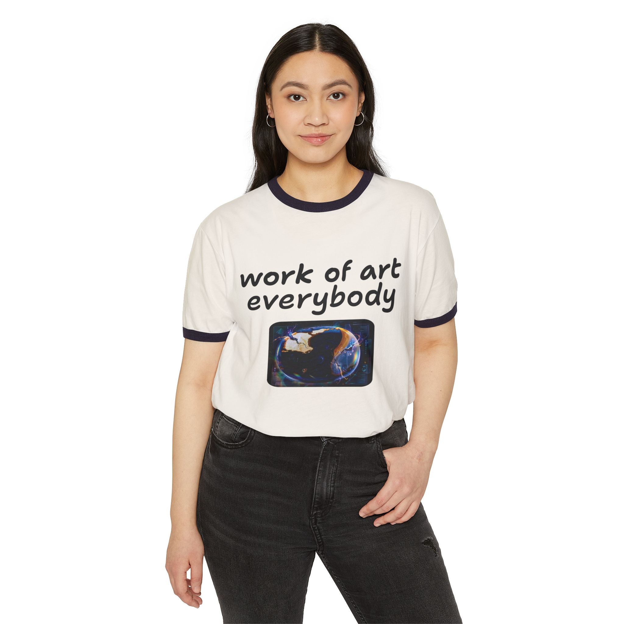 Not The Plain Option Work of Art Everybody Ringer Tee — doop de doop Graphic T‑Shirt