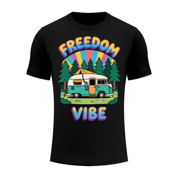 Not Rack Regular Unisex Heavyweight Slim Fit T-Shirt Freedom Vibe Campervan Tee