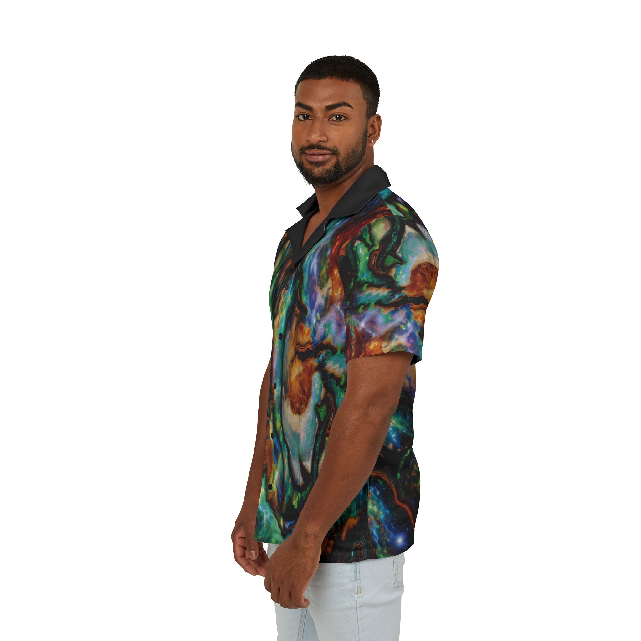 Galactic Opal Hawaiian Button Shirt Casual Wear