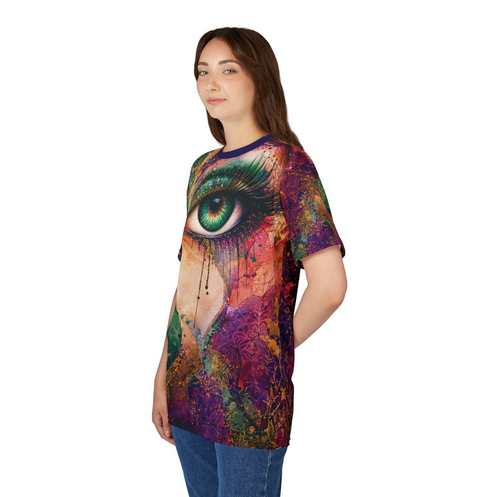 Cut & Sew Opal Teal Eye Artwork T-Shirt All-Over Print