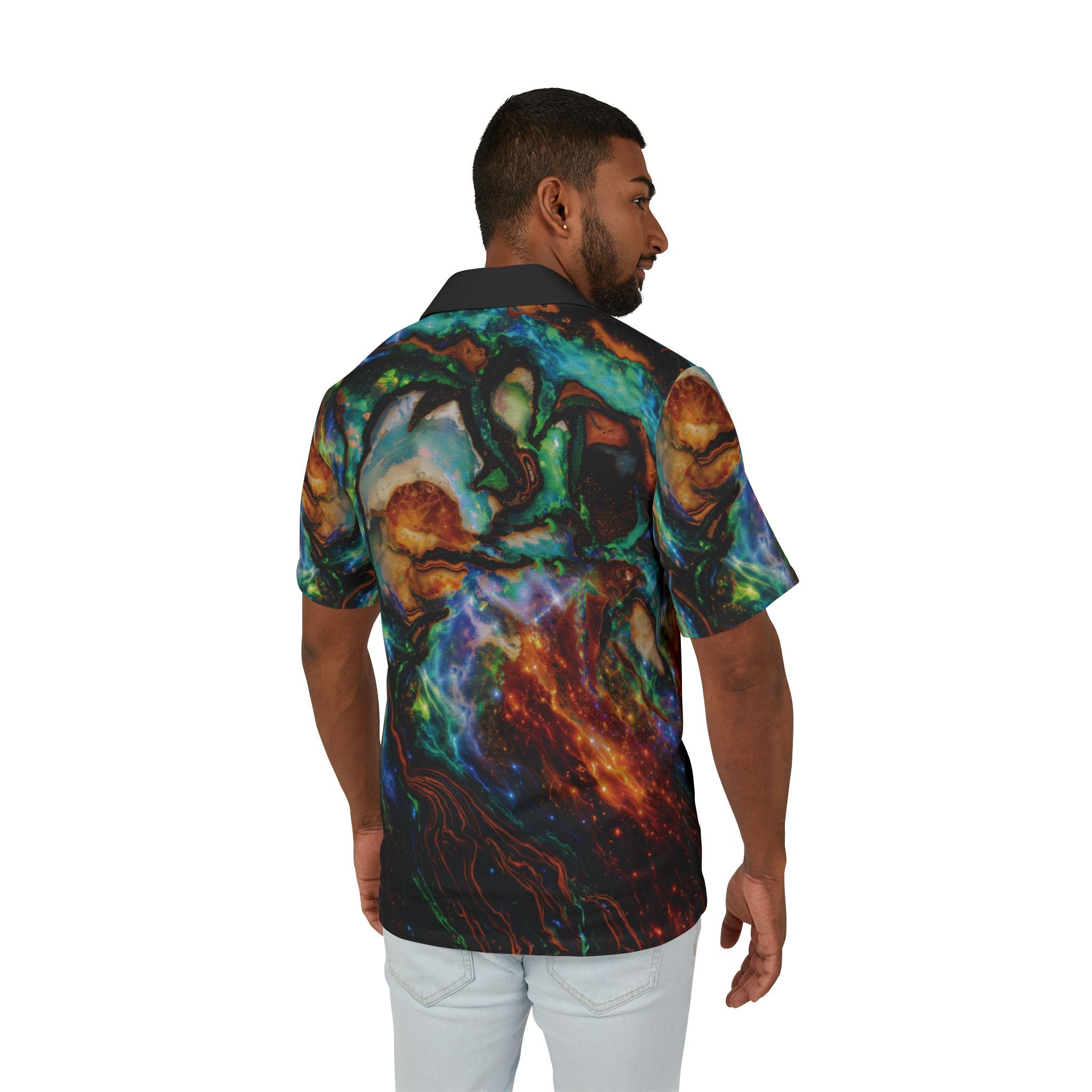 Not Asking Permission Galactic Marble Opal Hawaiian Camp Shirt