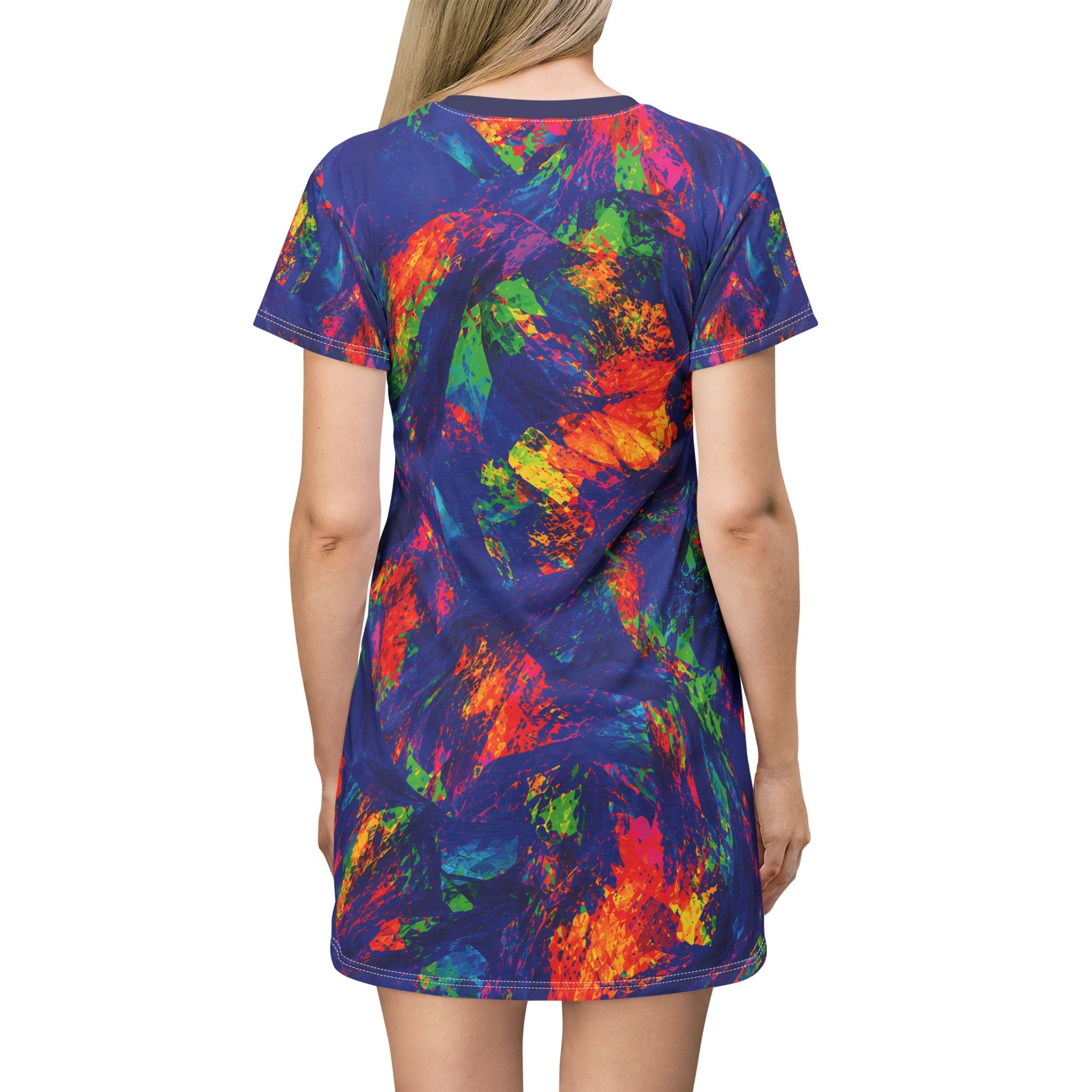 Blue Opal Brushstroke T-Shirt Dress All-Over Print